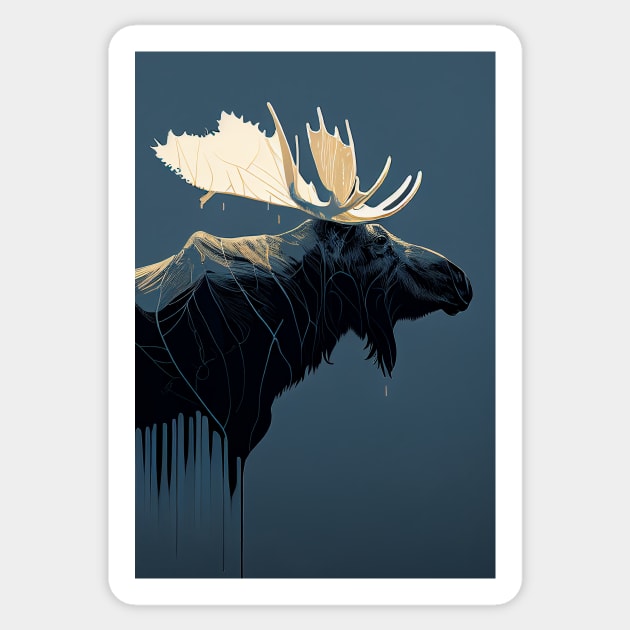 Swedish Minimalism Moose Abstract Artwork Sticker by Abili-Tees